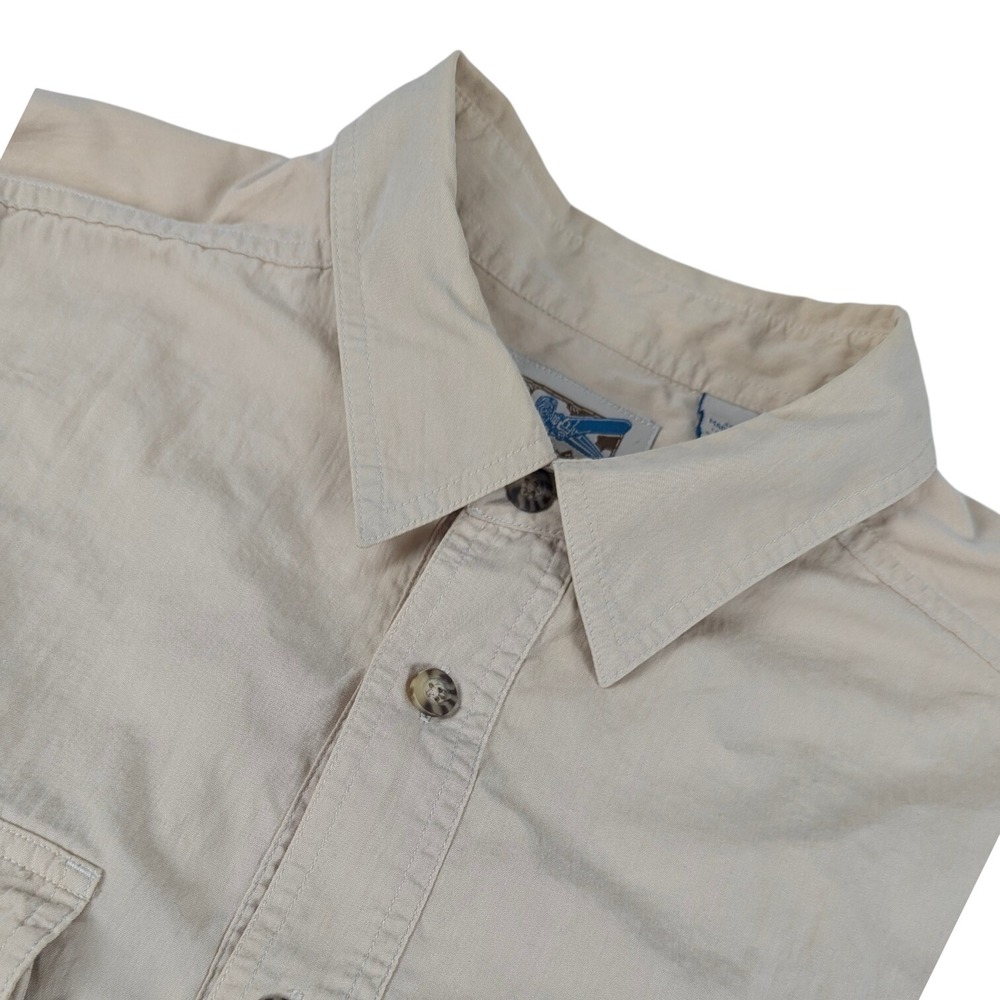 TravelSmith Adventure Gear Mens XL Long Sleeve Tan Safari Utility Shirt Vented